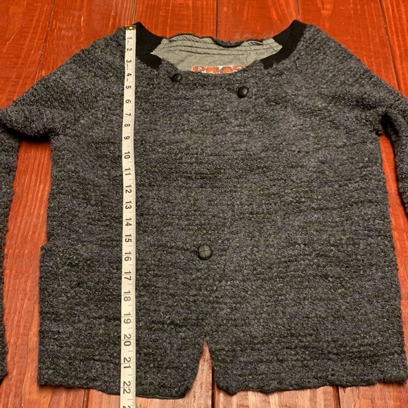 Free People Boucle Button Front Sweater/Jacket Asymmetrical Hem Gray/Purple Sz M - Picture 4 of 7